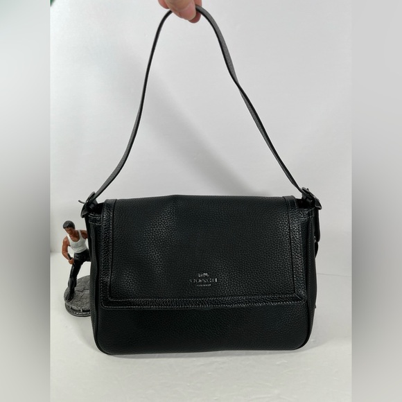 NWT Coach Etta flap bag Leather Gunmetal/Black - Picture 2 of 13